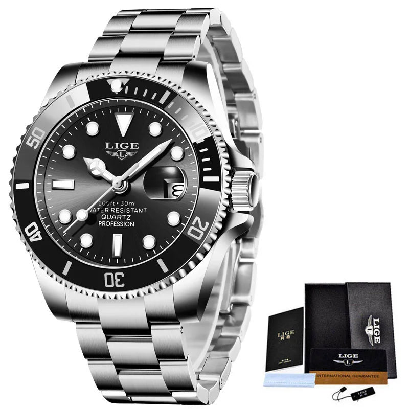 Reloj LIGE, Reloj de buceo a la moda de lujo de la mejor marca, Reloj de fecha resistente al agua para hombre, relojes deportivos, Reloj de pulsera de cuarzo para hombre, Reloj Masculino exclusivo de timesup