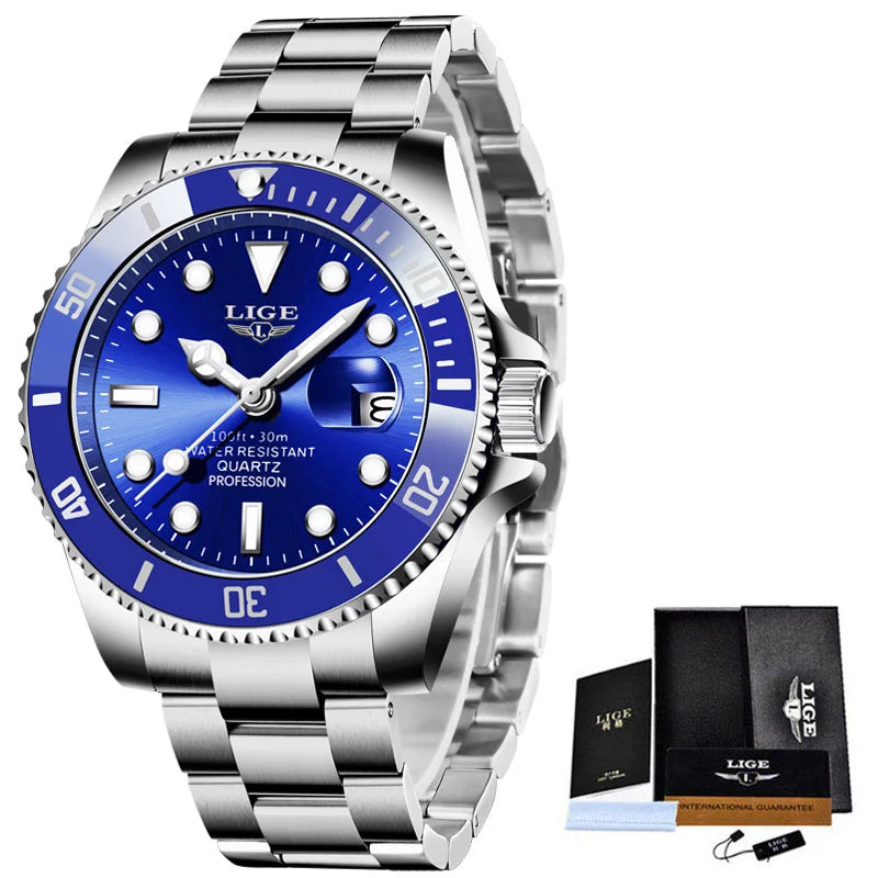Reloj LIGE, Reloj de buceo a la moda de lujo de la mejor marca, Reloj de fecha resistente al agua para hombre, relojes deportivos, Reloj de pulsera de cuarzo para hombre, Reloj Masculino exclusivo de timesup