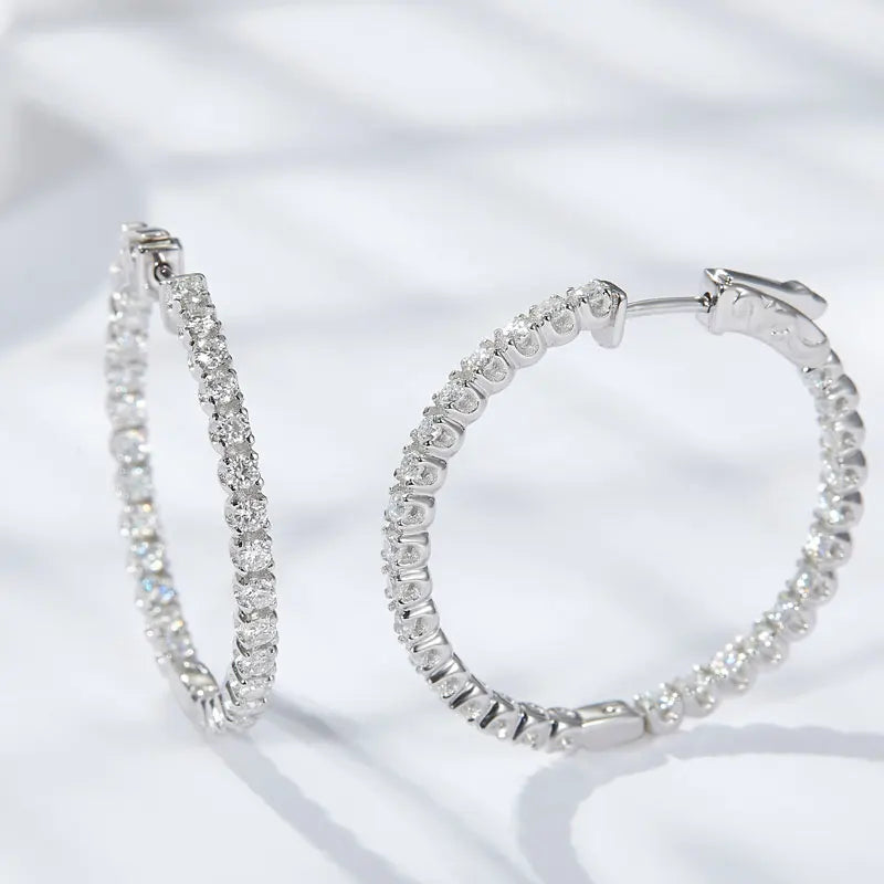 KNOBSPIN D VVS1 Pendientes de aro de moissanita para mujer, diamante brillante con GRA Original, pendiente chapado en plata de ley s925 de 18k exclusivo de timesup