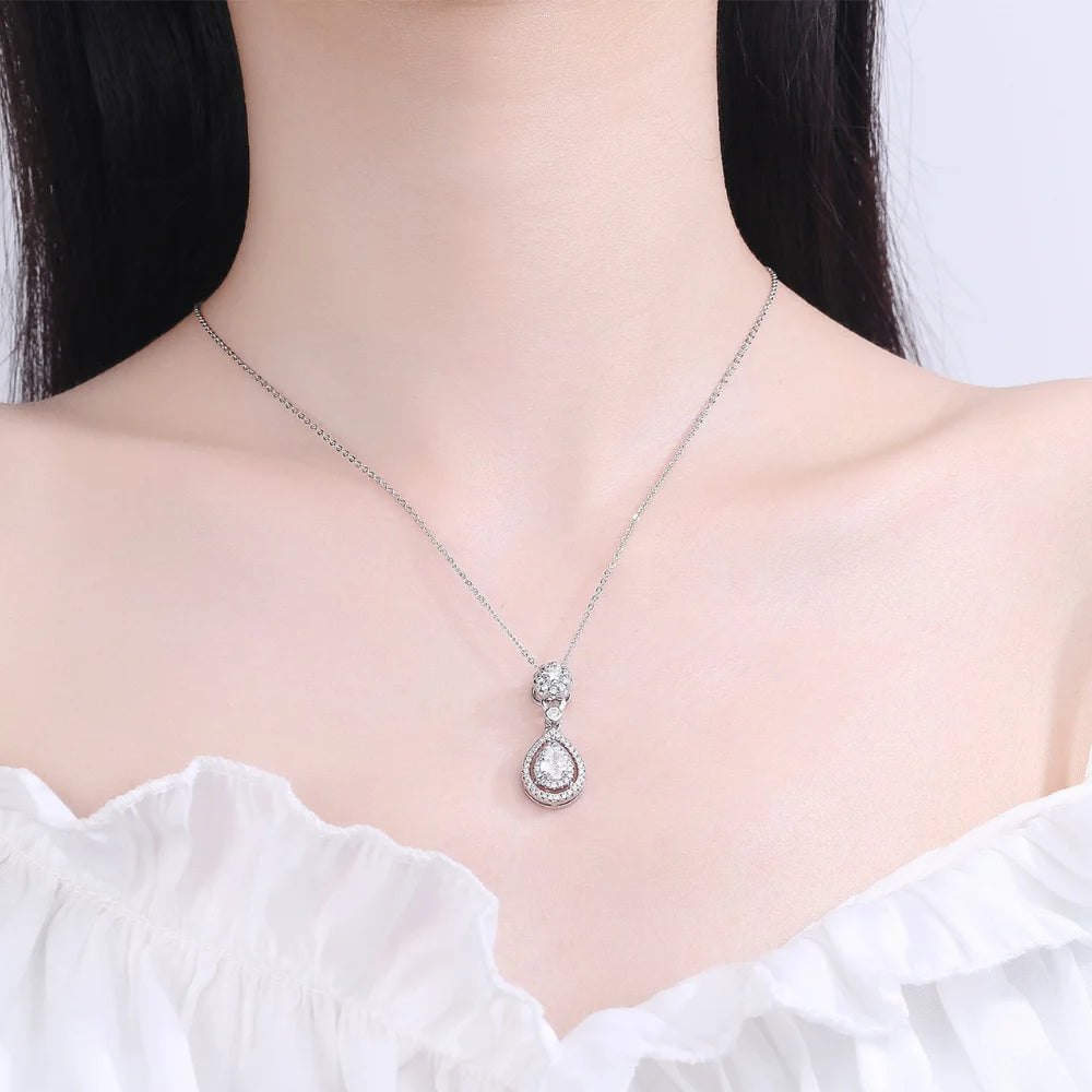 Collar de plata de ley 925, cadena hasta la clavícula, circonita brillante en forma de lágrima, colgante para mujer, regalo de fiesta de cumpleaños, regalo de joyería
