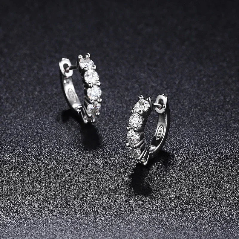 NeeTim-pendientes de moissanita de Color D de 3mm, Plata de Ley 925 chapada en oro blanco, pendiente de aro para mujer, joyería fina para fiesta de boda