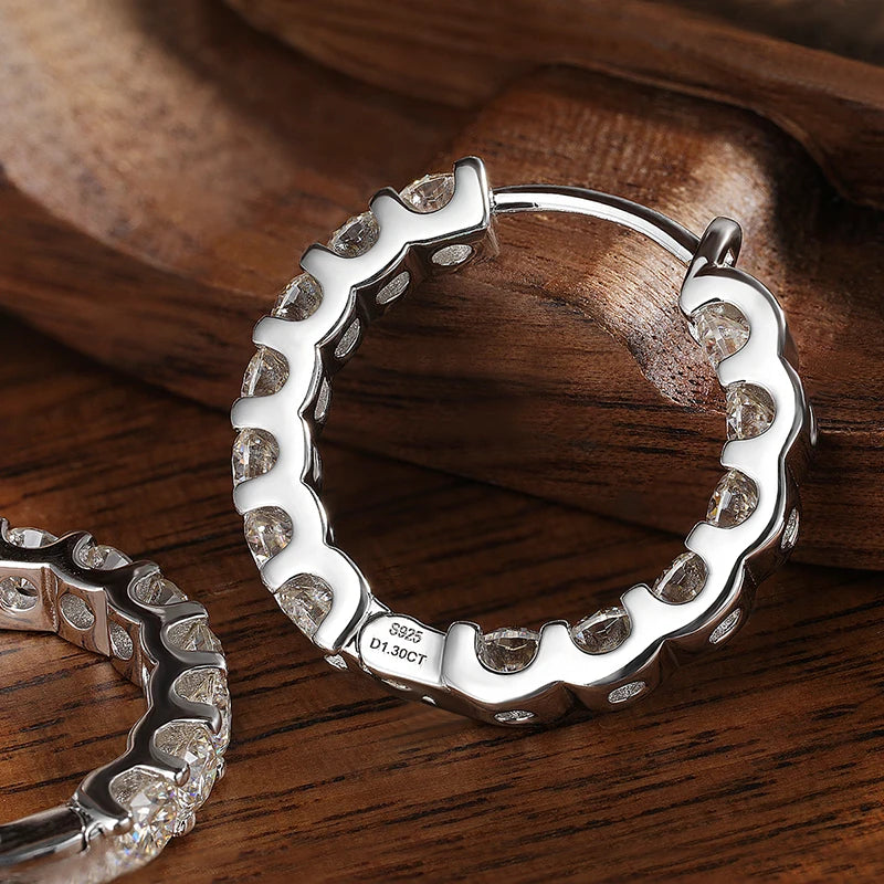 KNOBSPIN-pendiente de moissanita de Color D de 2,6 quilates, pendiente de aro de oro blanco chapado en plata de ley 925 para mujer, joyería para fiesta y boda exclusivo de timesup