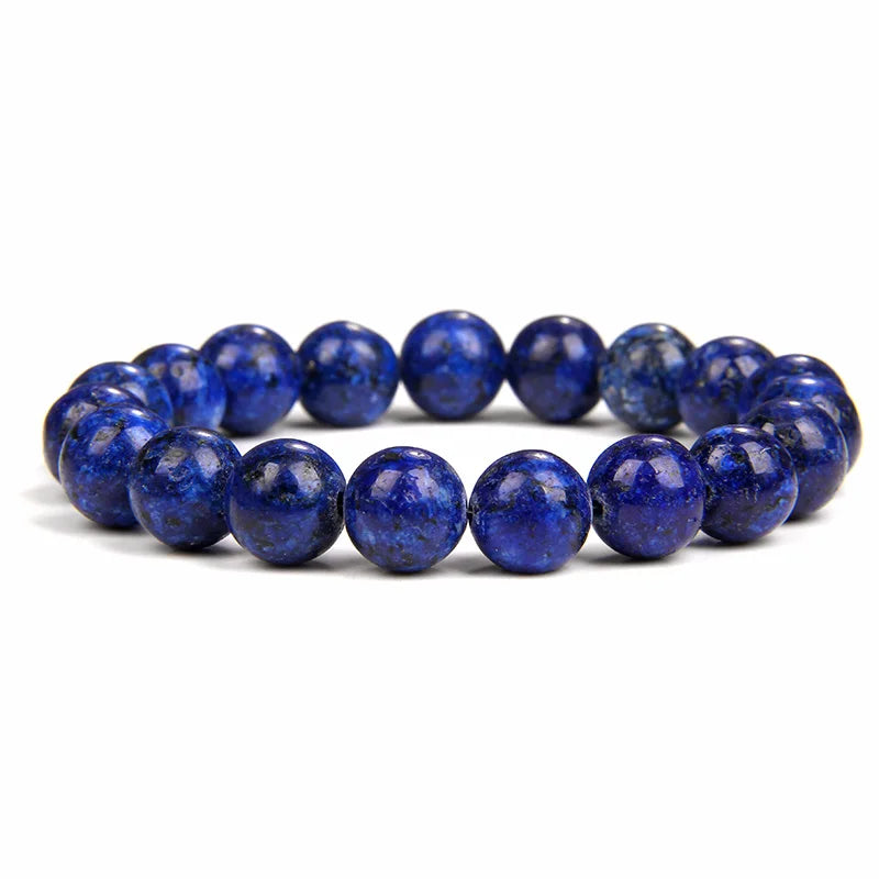 Pulsera de cuentas de lapislázuli azul Simple 4/6/8/10MM piedra de lapislázuli gema brazalete elástico fiesta amistad joyería regalo para pareja
