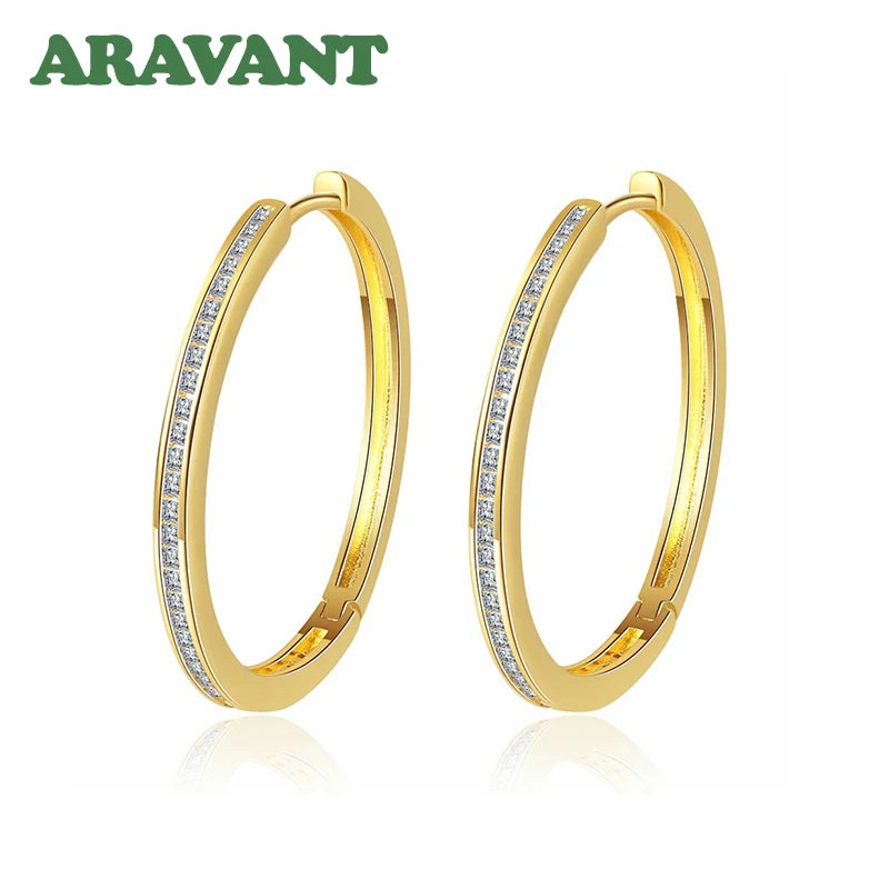 Aravant-pendientes de aro de Plata de Ley 925 con circonita de 35MM para mujer, joyería de moda, regalo