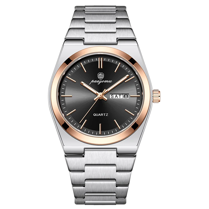 PAAZOMU, reloj de cuarzo a la moda para hombre, reloj luminoso resistente al agua de acero inoxidable para hombre, cronógrafo con fecha, relojes multifunción para hombre