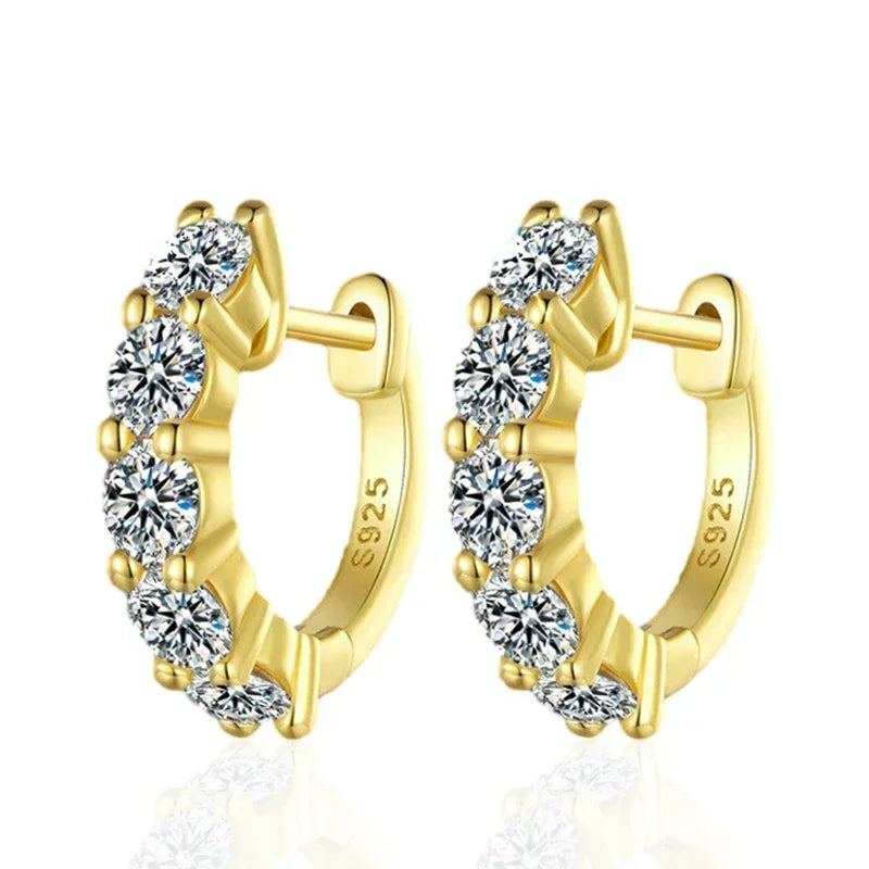 NeeTim-pendientes de moissanita de Color D de 3mm, Plata de Ley 925 chapada en oro blanco, pendiente de aro para mujer, joyería fina para fiesta de boda