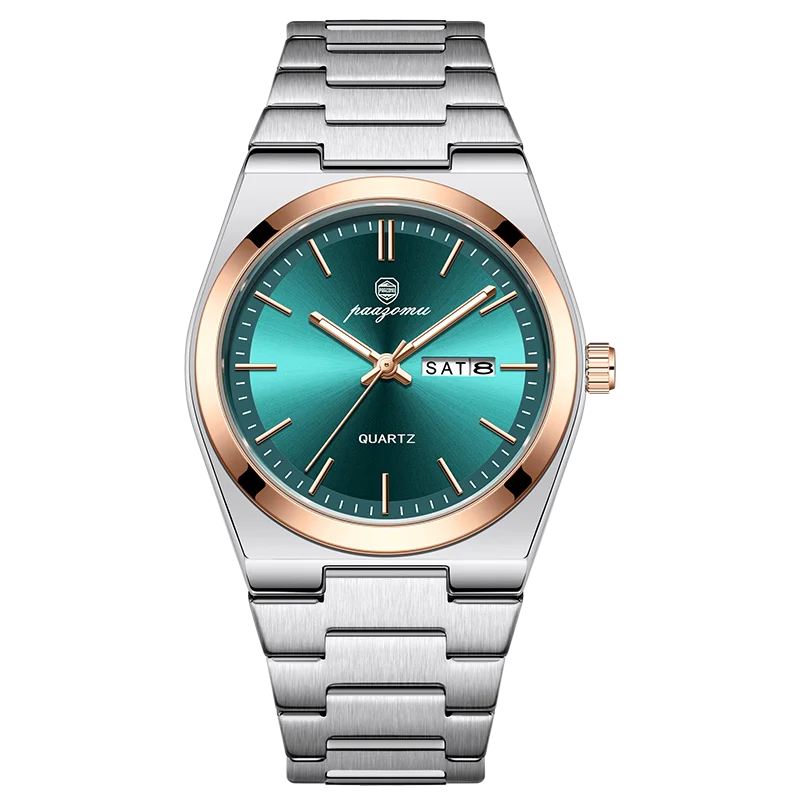 PAAZOMU, reloj de cuarzo a la moda para hombre, reloj luminoso resistente al agua de acero inoxidable para hombre, cronógrafo con fecha, relojes multifunción para hombre