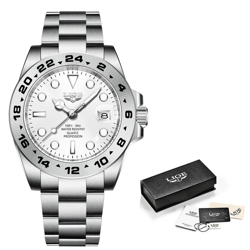 Reloj LIGE, Reloj de buceo a la moda de lujo de la mejor marca, Reloj de fecha resistente al agua para hombre, relojes deportivos, Reloj de pulsera de cuarzo para hombre, Reloj Masculino exclusivo de timesup