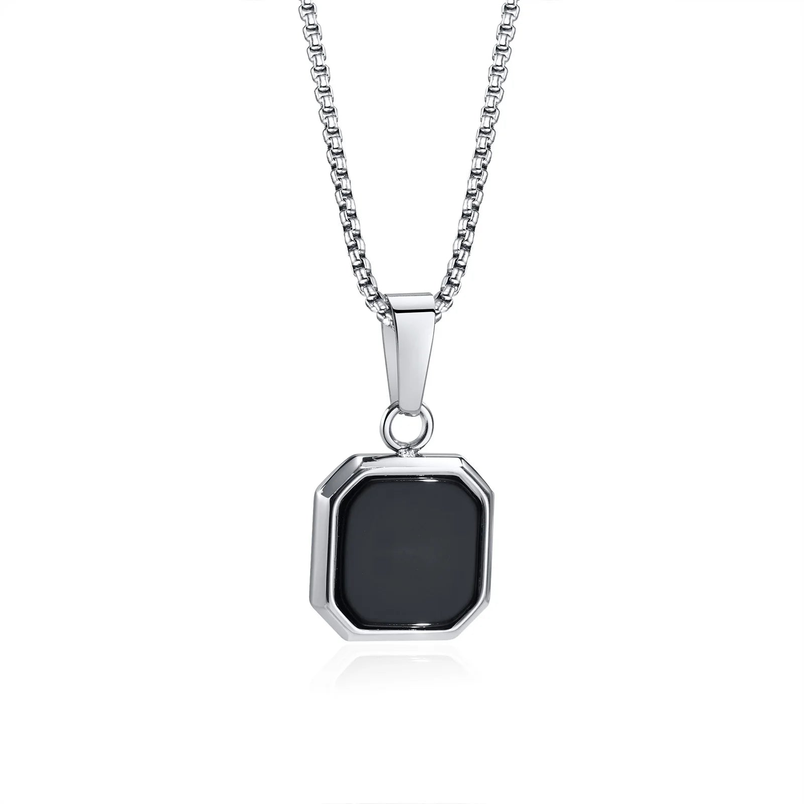 Elegante Collar cuadrado de Color dorado para hombre con Colgante de Piedra de lapislázuli, Collar geométrico de acero inoxidable impermeable para hombre exclusivo de timesup