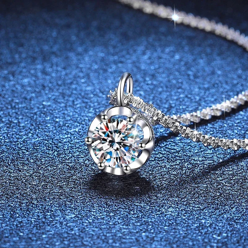 NeeTim-collar con colgante de moissanita de 2 quilates, de plata de ley S925, para fiesta, boda, laboratorio, collares de gemas de diamante para mujer con certificado exclusivo de timesup