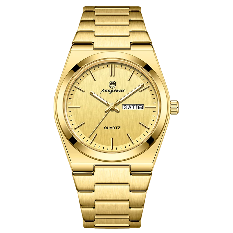 PAAZOMU, reloj de cuarzo a la moda para hombre, reloj luminoso resistente al agua de acero inoxidable para hombre, cronógrafo con fecha, relojes multifunción para hombre