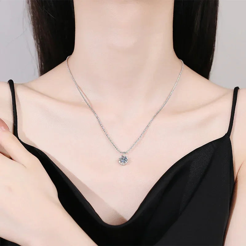 NeeTim-collar con colgante de moissanita de 2 quilates, de plata de ley S925, para fiesta, boda, laboratorio, collares de gemas de diamante para mujer con certificado exclusivo de timesup