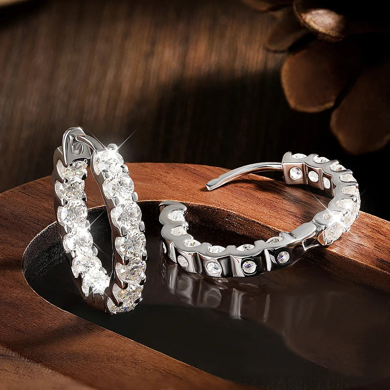 KNOBSPIN-pendiente de moissanita de Color D de 2,6 quilates, pendiente de aro de oro blanco chapado en plata de ley 925 para mujer, joyería para fiesta y boda exclusivo de timesup