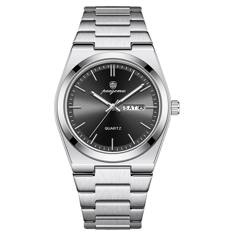 PAAZOMU, reloj de cuarzo a la moda para hombre, reloj luminoso resistente al agua de acero inoxidable para hombre, cronógrafo con fecha, relojes multifunción para hombre