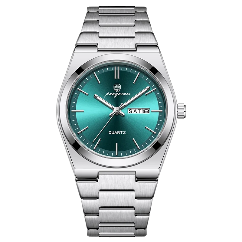 PAAZOMU, reloj de cuarzo a la moda para hombre, reloj luminoso resistente al agua de acero inoxidable para hombre, cronógrafo con fecha, relojes multifunción para hombre