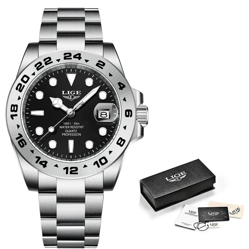 Reloj LIGE, Reloj de buceo a la moda de lujo de la mejor marca, Reloj de fecha resistente al agua para hombre, relojes deportivos, Reloj de pulsera de cuarzo para hombre, Reloj Masculino exclusivo de timesup