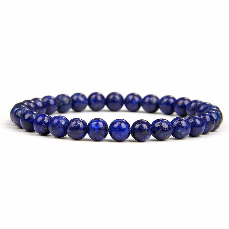 Pulsera de cuentas de lapislázuli azul Simple 4/6/8/10MM piedra de lapislázuli gema brazalete elástico fiesta amistad joyería regalo para pareja