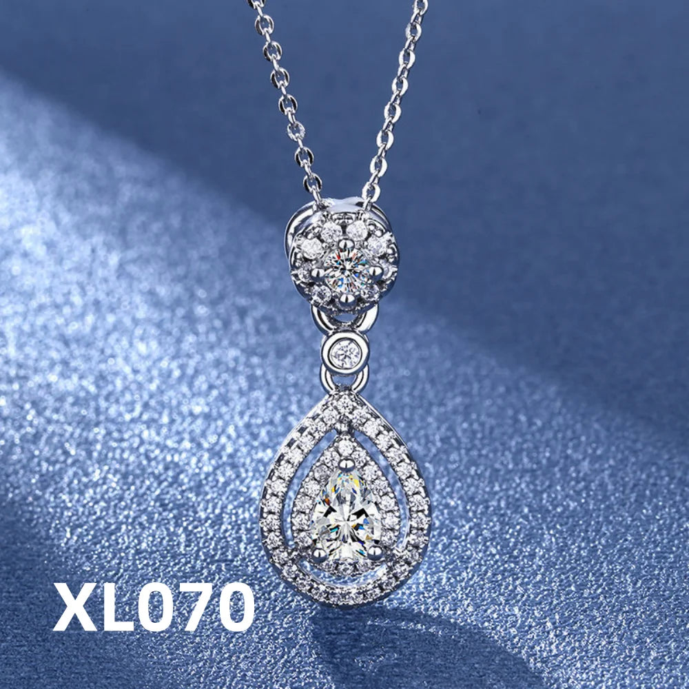 Collar de plata de ley 925, cadena hasta la clavícula, circonita brillante en forma de lágrima, colgante para mujer, regalo de fiesta de cumpleaños, regalo de joyería