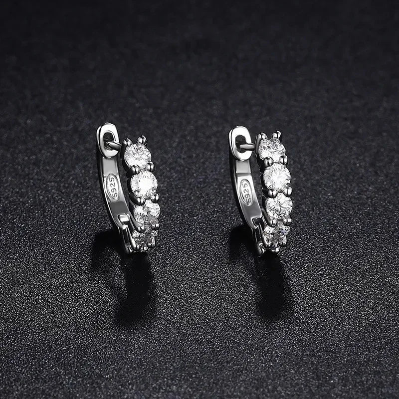 NeeTim-pendientes de moissanita de Color D de 3mm, Plata de Ley 925 chapada en oro blanco, pendiente de aro para mujer, joyería fina para fiesta de boda