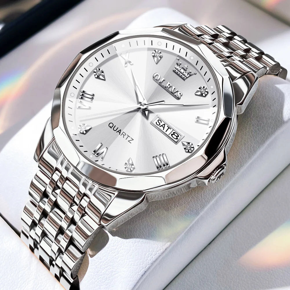 OLEVS, nuevo reloj para hombre, reloj de pulsera Original de cuarzo resistente al agua para hombre, correa de acero inoxidable dorado, reloj de lujo de alta gama para hombre exclusivo timesup