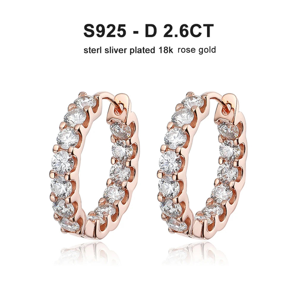 KNOBSPIN-pendiente de moissanita de Color D de 2,6 quilates, pendiente de aro de oro blanco chapado en plata de ley 925 para mujer, joyería para fiesta y boda exclusivo de timesup
