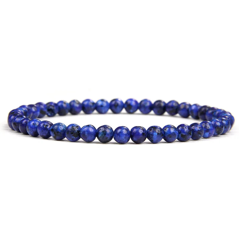 Pulsera de cuentas de lapislázuli azul Simple 4/6/8/10MM piedra de lapislázuli gema brazalete elástico fiesta amistad joyería regalo para pareja