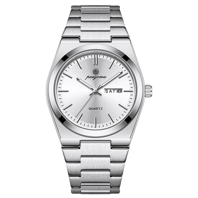 PAAZOMU, reloj de cuarzo a la moda para hombre, reloj luminoso resistente al agua de acero inoxidable para hombre, cronógrafo con fecha, relojes multifunción para hombre
