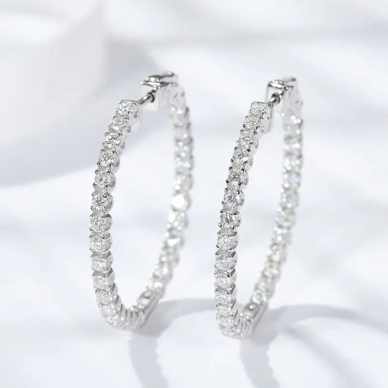 KNOBSPIN D VVS1 Pendientes de aro de moissanita para mujer, diamante brillante con GRA Original, pendiente chapado en plata de ley s925 de 18k exclusivo de timesup