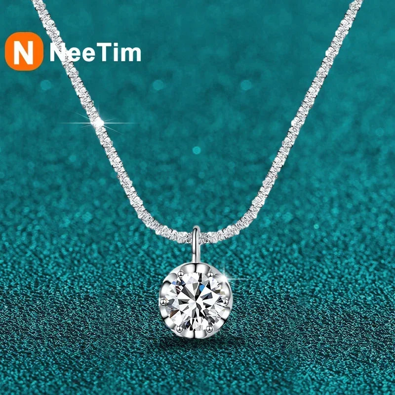 NeeTim-collar con colgante de moissanita de 2 quilates, de plata de ley S925, para fiesta, boda, laboratorio, collares de gemas de diamante para mujer con certificado exclusivo de timesup