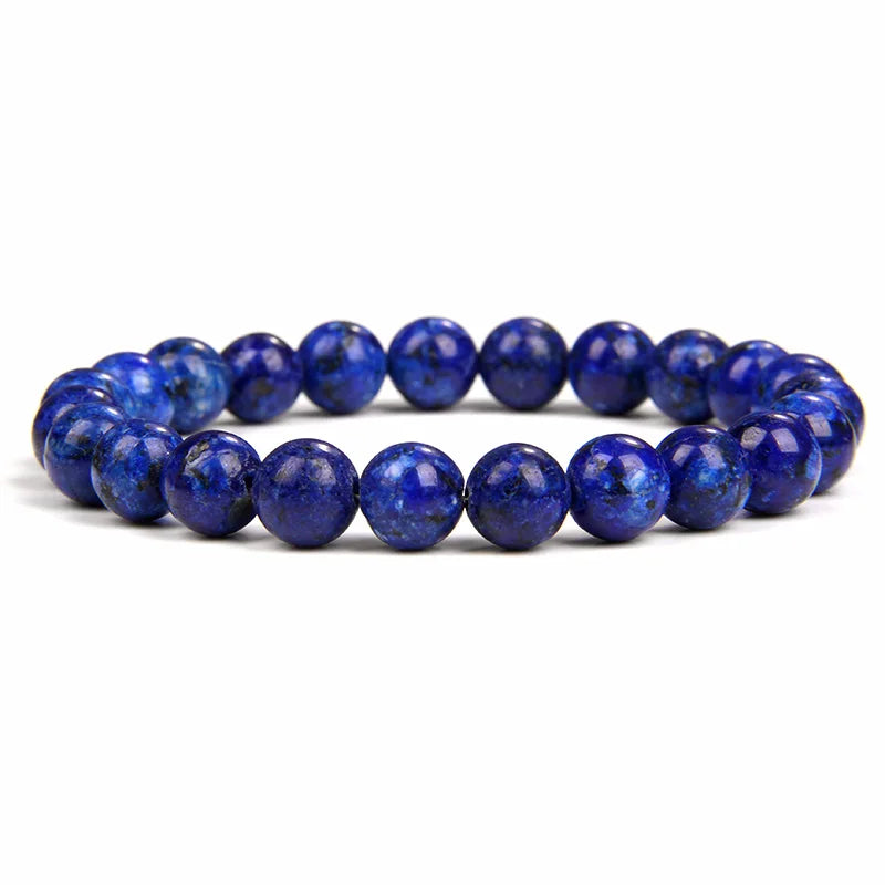 Pulsera de cuentas de lapislázuli azul Simple 4/6/8/10MM piedra de lapislázuli gema brazalete elástico fiesta amistad joyería regalo para pareja