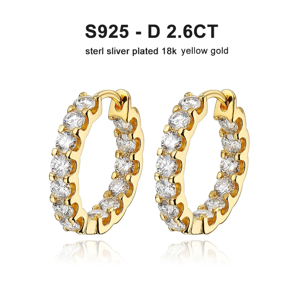 KNOBSPIN-pendiente de moissanita de Color D de 2,6 quilates, pendiente de aro de oro blanco chapado en plata de ley 925 para mujer, joyería para fiesta y boda exclusivo de timesup