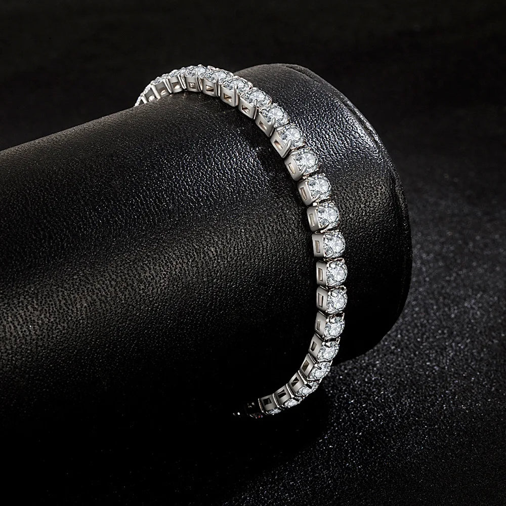 Lihong-pulsera de plata de ley S925 para mujer, brazalete de Circonia cúbica, bola de tenis, joyería sencilla de compromiso, abalorio de boda, 4mm, 16-20cm