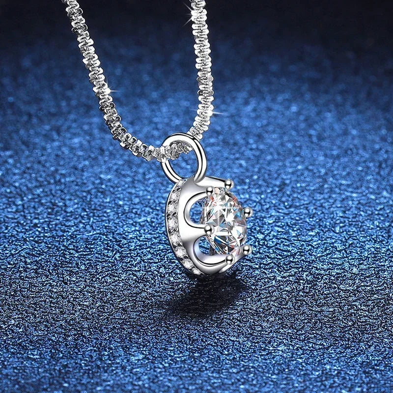 NeeTim-collar con colgante de moissanita de 2 quilates, de plata de ley S925, para fiesta, boda, laboratorio, collares de gemas de diamante para mujer con certificado exclusivo de timesup