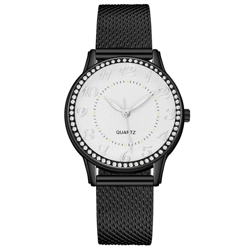 Reloj luminoso de plata y oro para mujer, relojes de cuarzo, reloj brillante Simple, regalos para mujer y niña