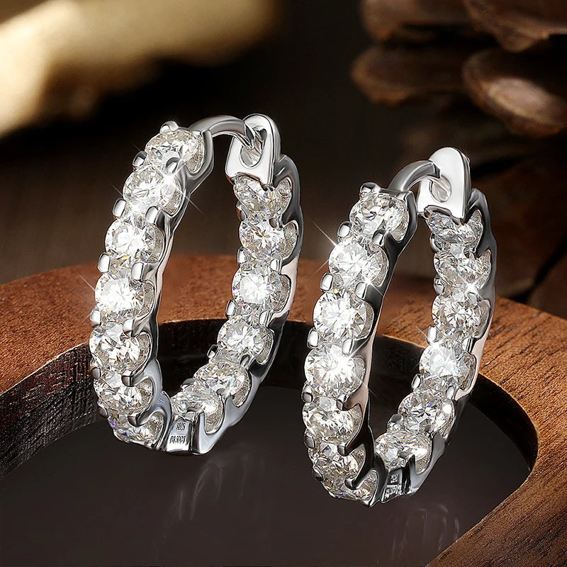 KNOBSPIN-pendiente de moissanita de Color D de 2,6 quilates, pendiente de aro de oro blanco chapado en plata de ley 925 para mujer, joyería para fiesta y boda exclusivo de timesup