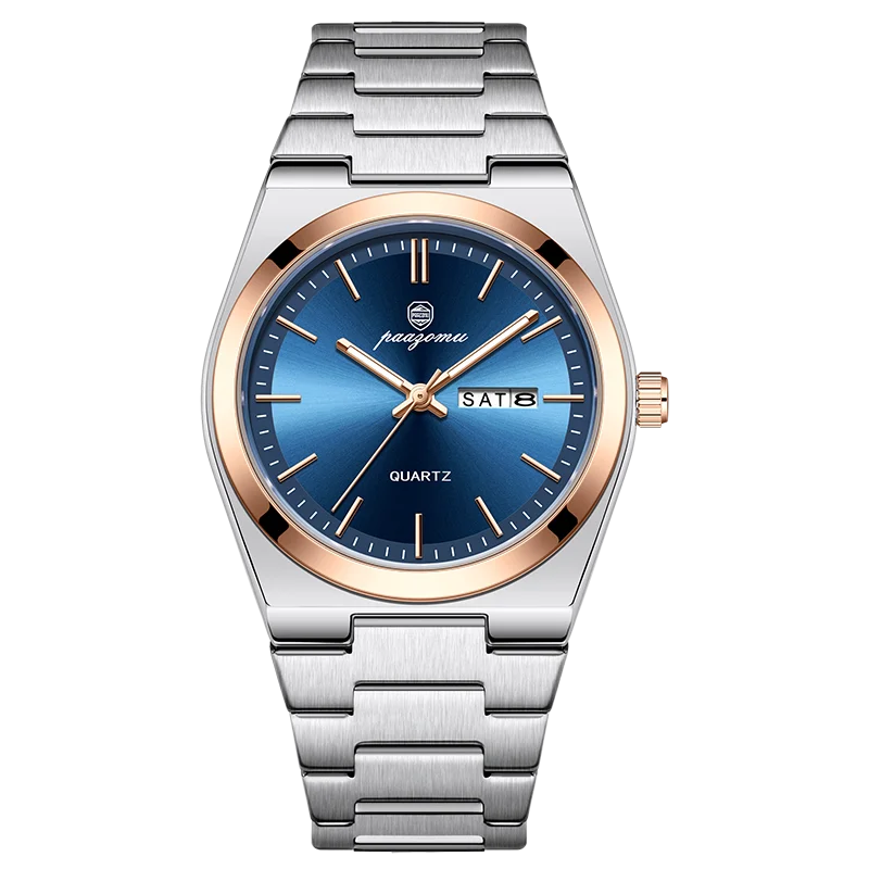 PAAZOMU, reloj de cuarzo a la moda para hombre, reloj luminoso resistente al agua de acero inoxidable para hombre, cronógrafo con fecha, relojes multifunción para hombre