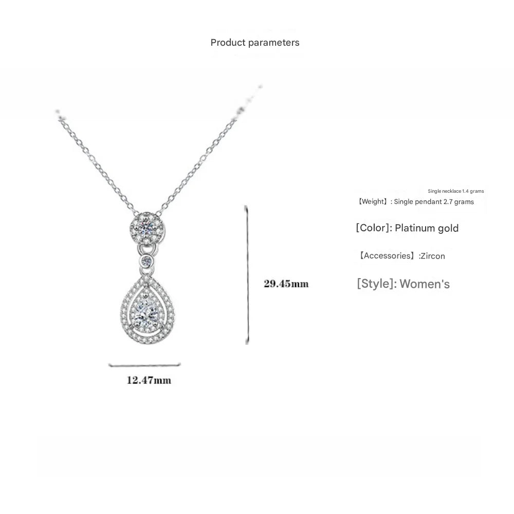 Collar de plata de ley 925, cadena hasta la clavícula, circonita brillante en forma de lágrima, colgante para mujer, regalo de fiesta de cumpleaños, regalo de joyería