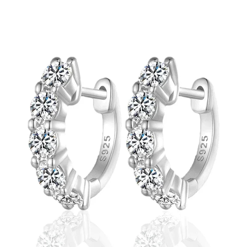 NeeTim-pendientes de moissanita de Color D de 3mm, Plata de Ley 925 chapada en oro blanco, pendiente de aro para mujer, joyería fina para fiesta de boda