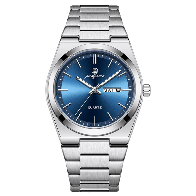 PAAZOMU, reloj de cuarzo a la moda para hombre, reloj luminoso resistente al agua de acero inoxidable para hombre, cronógrafo con fecha, relojes multifunción para hombre