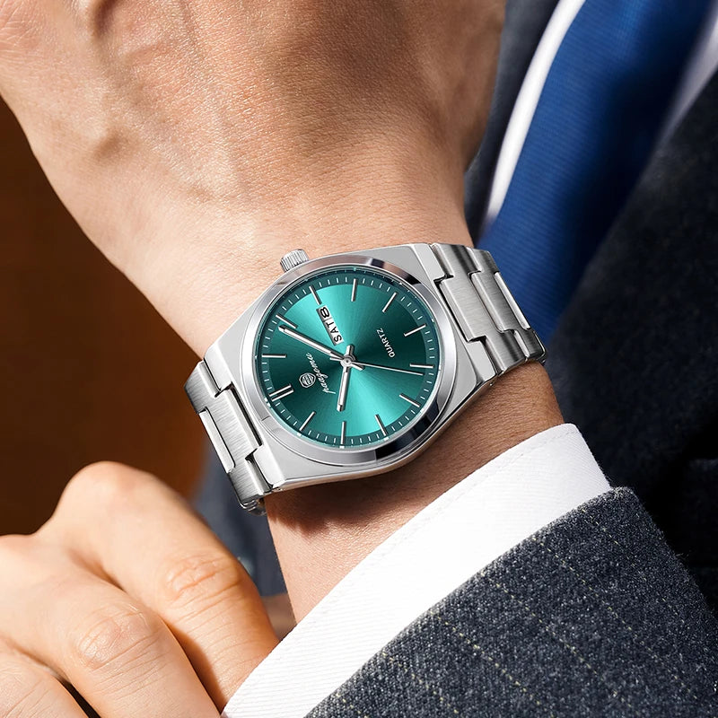 PAAZOMU, reloj de cuarzo a la moda para hombre, reloj luminoso resistente al agua de acero inoxidable para hombre, cronógrafo con fecha, relojes multifunción para hombre