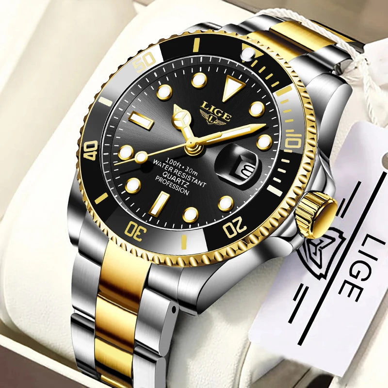 Reloj LIGE, Reloj de buceo a la moda de lujo de la mejor marca, Reloj de fecha resistente al agua para hombre, relojes deportivos, Reloj de pulsera de cuarzo para hombre, Reloj Masculino exclusivo de timesup